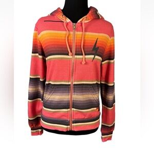 NWT Aviator Nation Serape Bolt Stitch Hoodie XS Extra Small Zip Jacket Striped